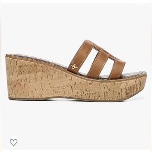Sam Edelman Womens Ronie Leather Cork Wedge Sandals size 9.5